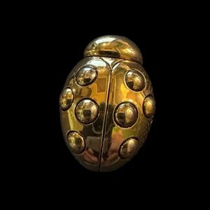 Vintage MCM signed Paquette Ladybug beetle brooch pin goldtone estate jewelry